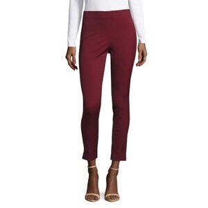 THEORY Navalane Neoteric Straight Leg Ankle Pant Burgundy Red Minimalist Office